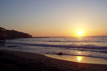 Sunset over the beach at Sennen.
