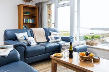 The big windows making the most of the amazing view looking towards Sennen.