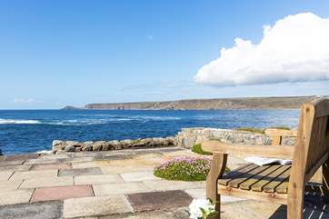 Relax in the sun with a view out to sea and towards Sennen.