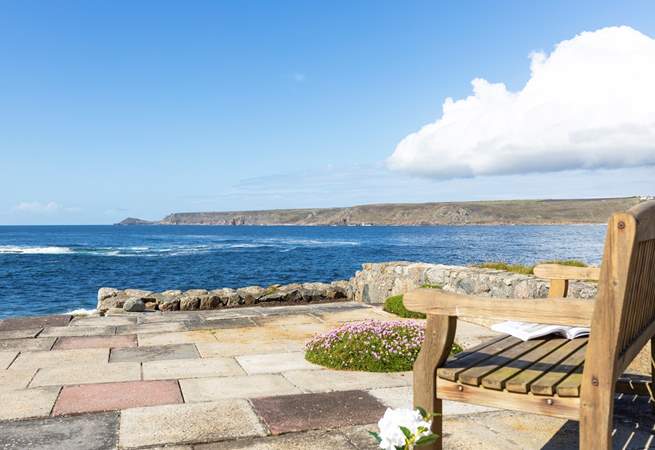 Relax in the sun with a view out to sea and towards Sennen.
