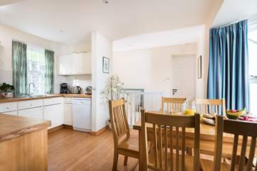 The open-plan dining/kitchen-area.