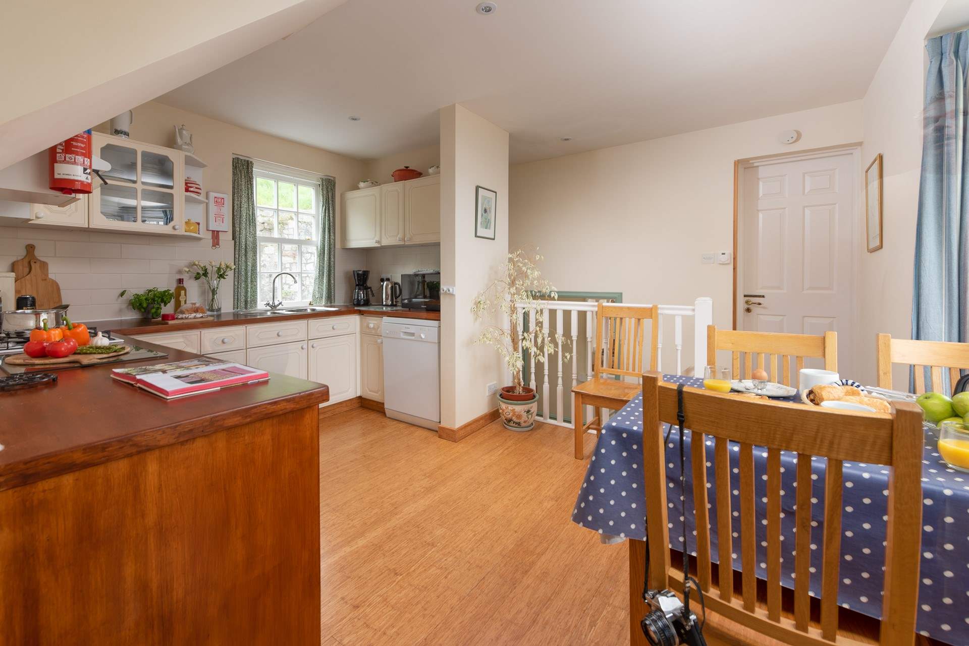 The sociable kitchen and dining-area.
