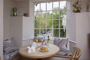 You can look up at the castle from this little table.