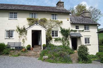 The front of the cottage in the spring - the door into Kiln Cottage is to the right.
