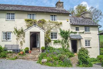 The front of the cottage in the spring - the door into Kiln Cottage is to the right.
