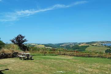 Looking from the entrance doorway across the garden.