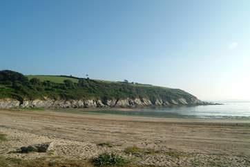 Maenporth beach near Falmouth is great for rock-pooling as the tide goes out.