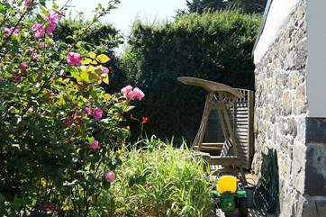 A quiet corner behind the games-room is the perfect spot to relax in the sun...