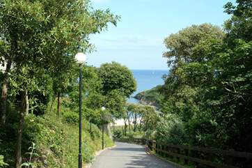 Looking from the driveway of the estate, down to the beach.