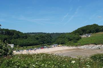 Looking back towards Maenporth Cove from the coastal footpath.