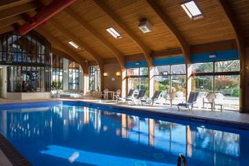 The indoor heated pool is fun all year round.