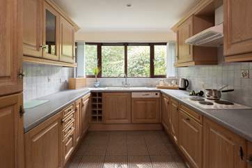 The kitchen over looks woodland, perfect for spotting wildlife.