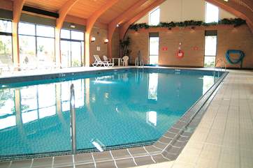 The indoor heated swimming pool.
