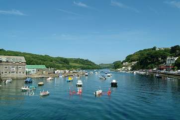 Looking up river from Looe town bridge.
