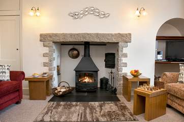 The fabulous woodburner is the focal point of the room and makes this a perfect retreat all year round