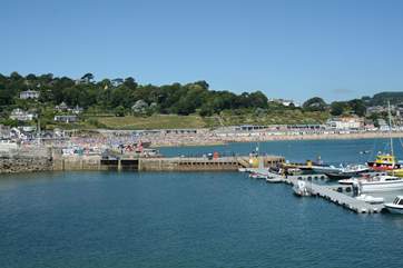 Lyme Regis has a long promenade and beach, sandy one end and pebbles the other.