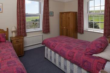 The twin room has views across the countryside. (Bedroom 2)