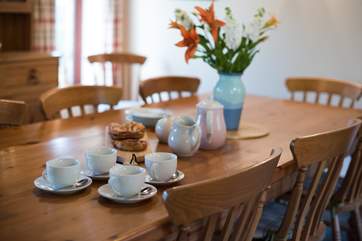 Room for all around the pine farmhouse table.