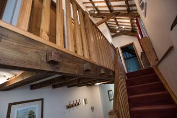 Looking up the stairs.