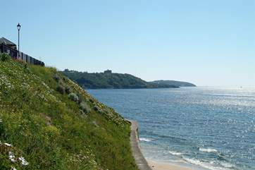 Looking from Gyllyngvase beach towards Pendennis Castle on the headline.