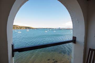The view from the covered balcony.