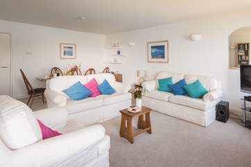 Looking back into the light and bright living space.