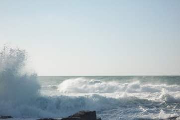 Godrevy Point on a stormy day.