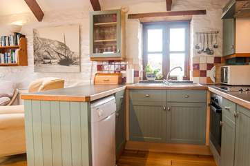 The kitchen-area is small but well-equipped.