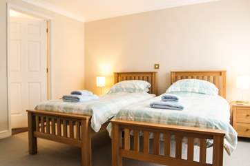 Bedroom 1 on the ground floor has twin beds.