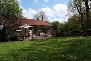 Another view across the garden towards the cottage.