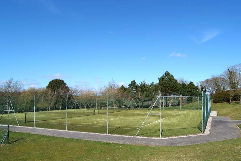 The all-weather tennis courts.