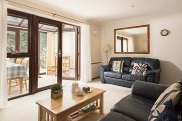 The reception room opens into the conservatory.