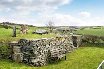 The lawn area is set over two levels