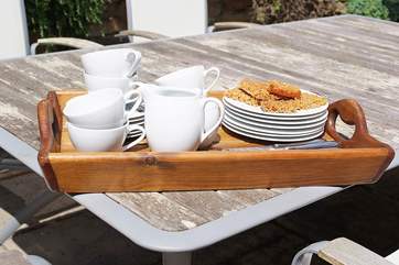 Enjoy a cup of tea and some cake al fresco.