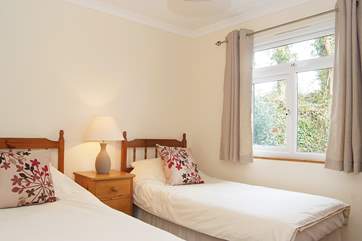 Bedroom 2 has 3' twin beds.