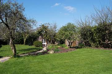 This is the view of the cottage from the top of its private and sheltered garden.