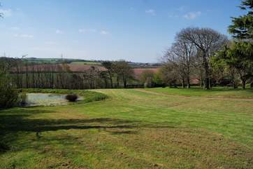 You drive up to the cottage through this meadow. The pond is quite deep and this is the reason for the child age restriction.