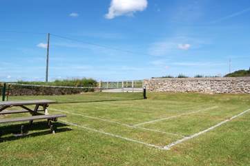 The front tennis lawn and garden.