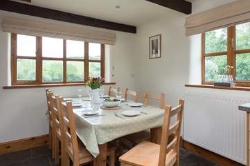 This is the dining-area of the kitchen, with its lovely farmhouse kitchen table.