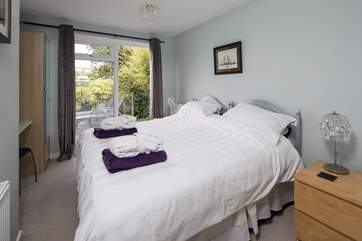 Bedroom five leads out onto the patio, and can also be made up as a twin room.