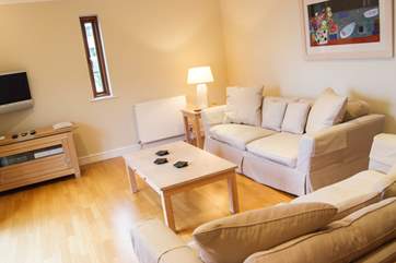 The airy sitting-room is on the first floor.