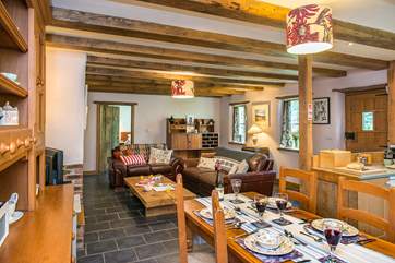 The open plan living-room is very warm and welcoming.