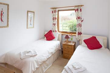 The twin-room is bright and cheerful.