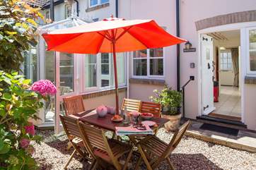 The courtyard is a suntrap and the perfect spot for afternoon tea.