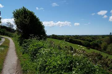 Approaching the cottage from the Owners' lane the views out towards RNAS Culdrose and the sea are amazing.