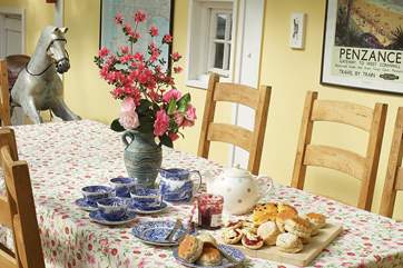 A Cornish cream tea in the conservatory.