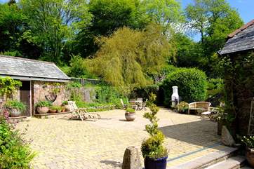 The sunny courtyard outside the cottage.