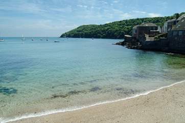 The beach at Kingsand as the tide goes out.