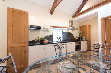 The kitchen area is compact but fully equipped.