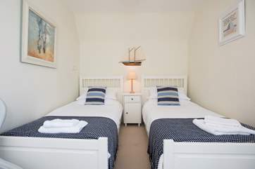 One of the twin bedrooms.
